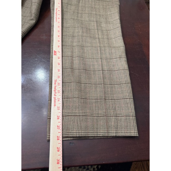 J G Hook Pleated Plaid Wool Blend Trousers Pants Size 14 Brown Tan Classic - Picture 7 of 8